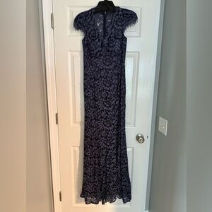 Eliza J Navy Floral Lace Asymmetrical Dress